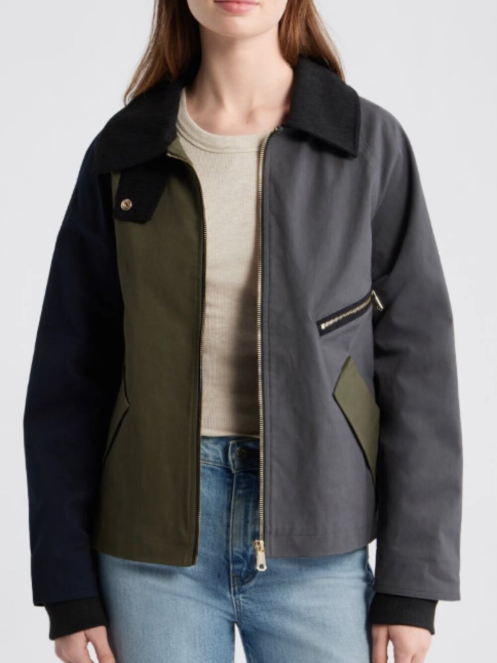 Bernardo Short Colorblock Stretch Rain Jacket Small